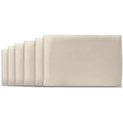 Lot de 6 panneaux muraux pour tête de lit 180 cm en tissu effet suédé beige