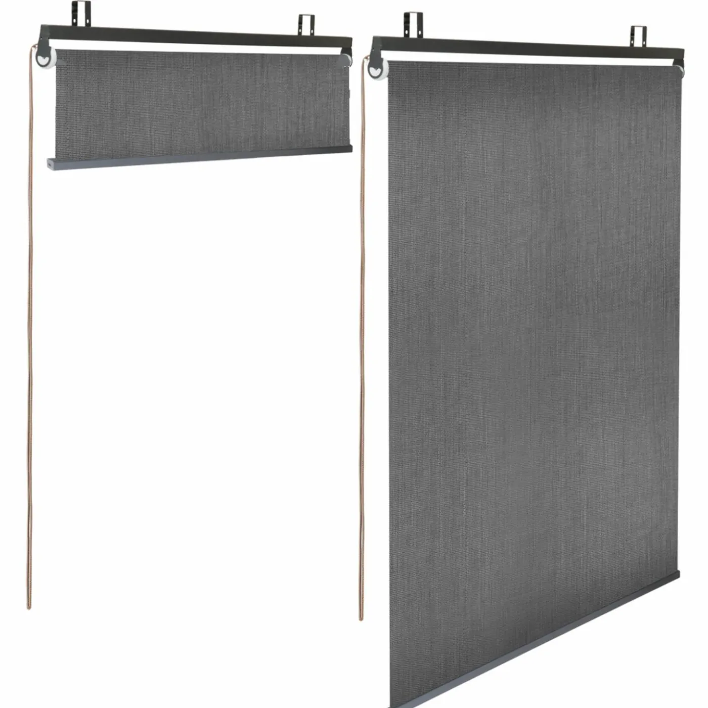 Lot de 2 stores enrouleurs tamisants L.124 x H. 225 CM pour pergola gris anthracite