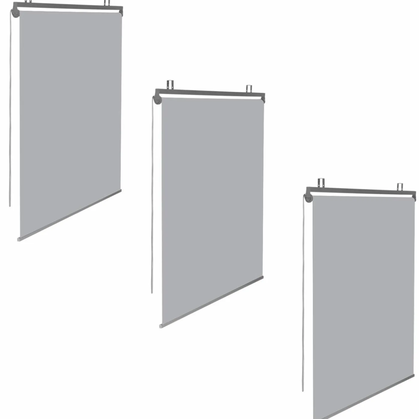 Lot de 3 stores enrouleurs gris clair pour pergola