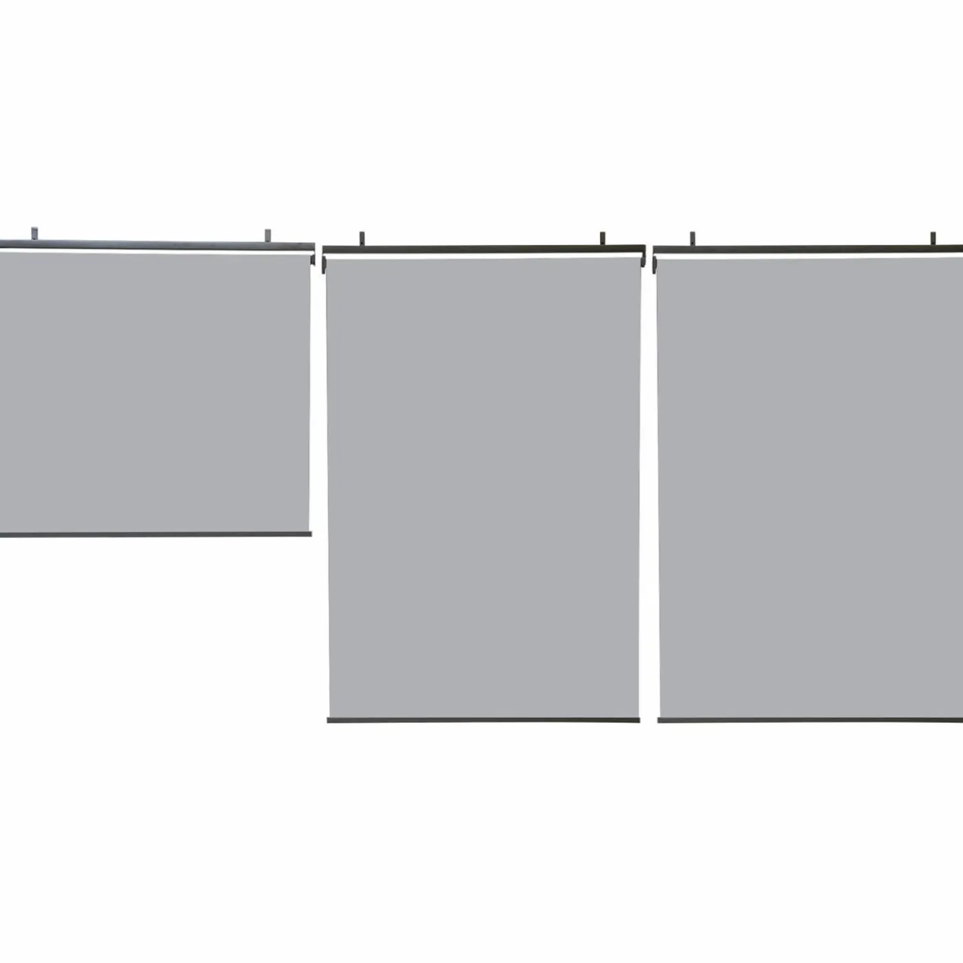 Lot de 3 stores enrouleurs gris clair pour pergola