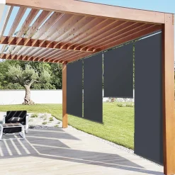 Lot de 2 stores enrouleurs gris pour pergola