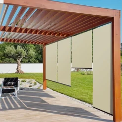 Lot de 3 stores enrouleurs écru pour pergola