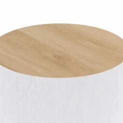 Lot de 2 tables basses cylindres gigognes bois et blanc
