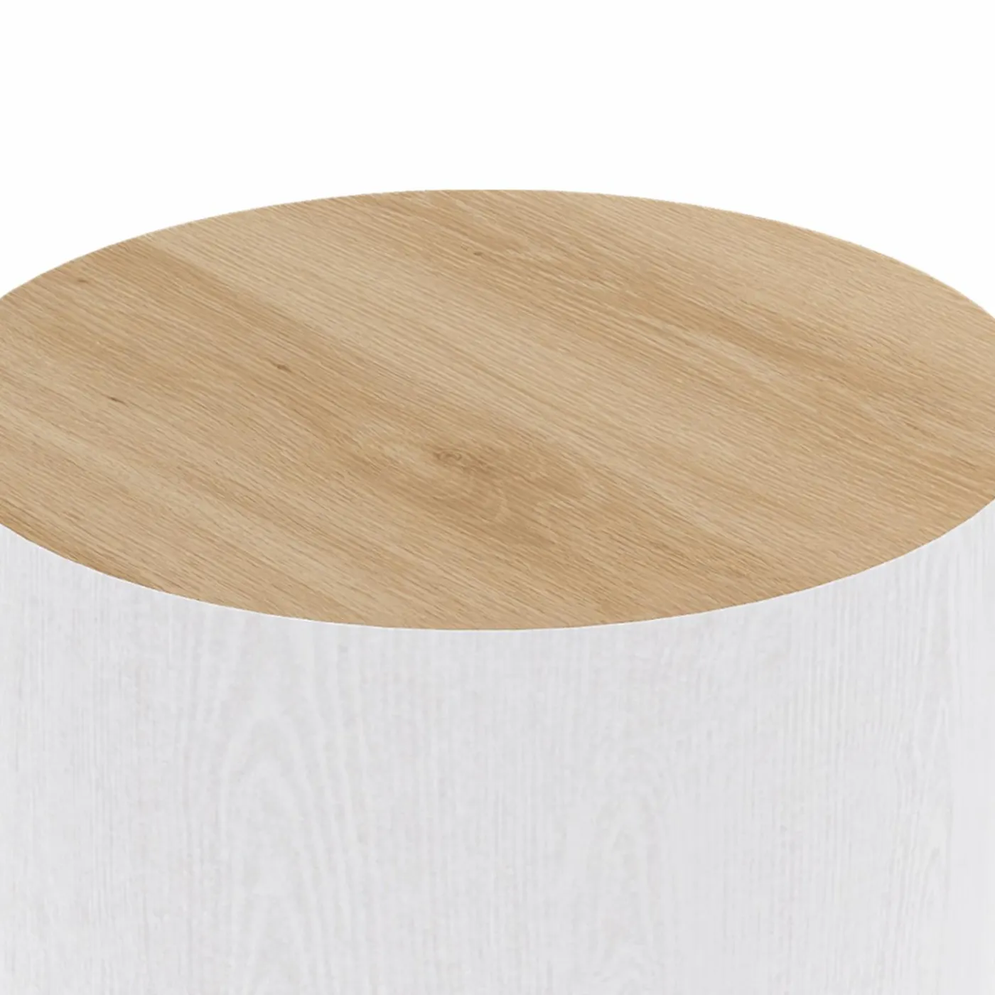 Lot de 2 tables basses cylindres gigognes bois et blanc
