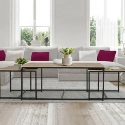 Lot de 3 tables basses de salon gigognes industrielles