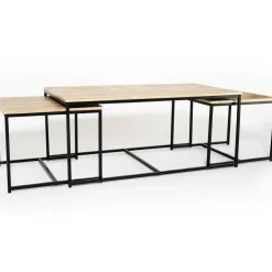 Lot de 3 tables basses de salon gigognes industrielles
