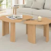 Lot de 2 tables basses gigognes 70/50 bois façon hêtre