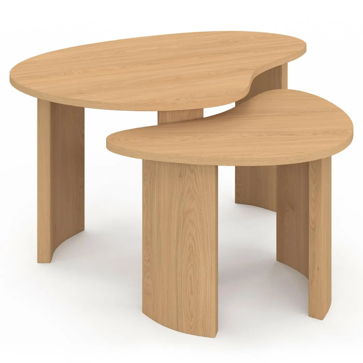 Lot de 2 tables basses gigognes 70/50 bois façon hêtre