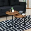 Lot de 2 tables basses gigognes rondes style industriel bois foncé