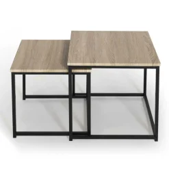 Lot de 2 tables basses gigognes style industriel