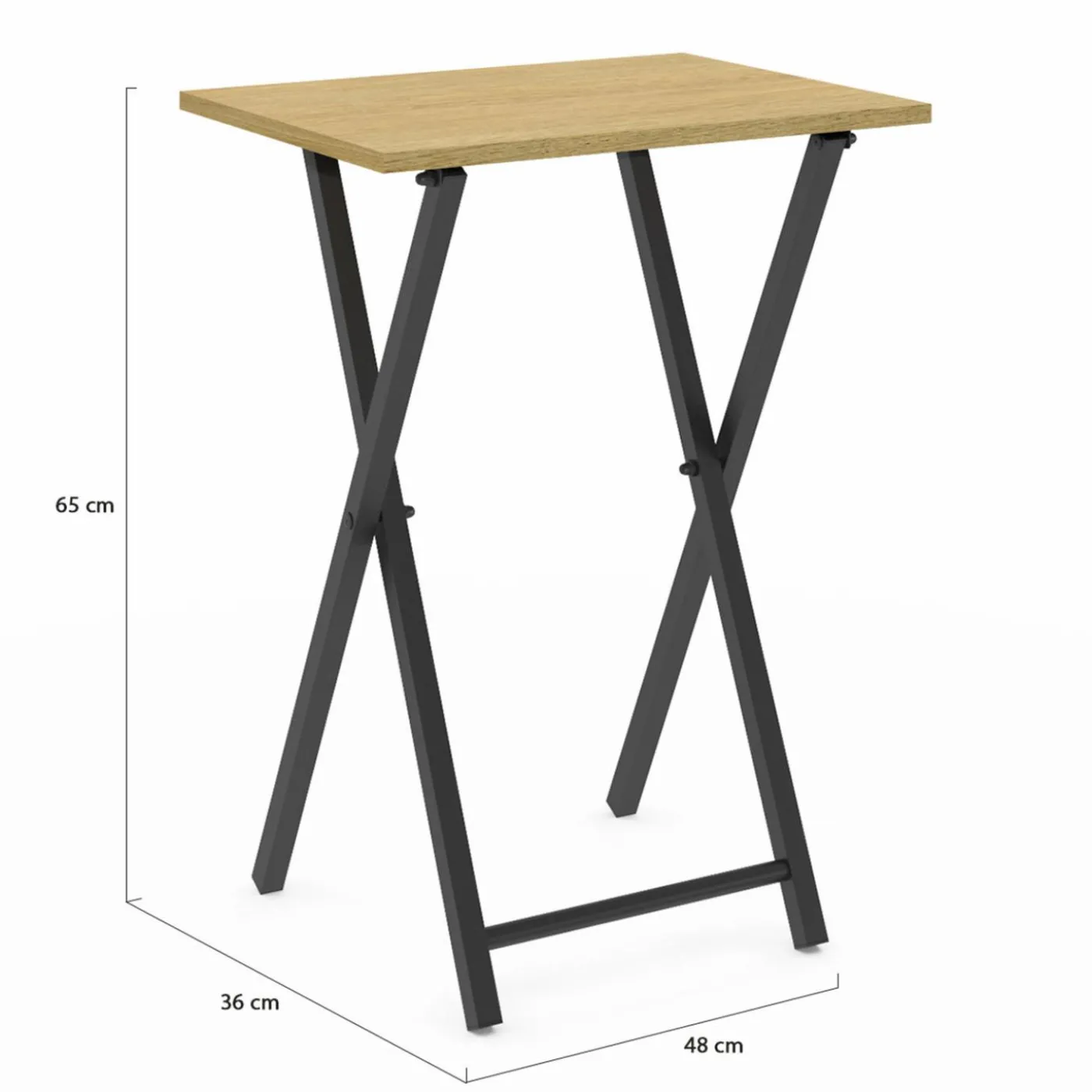 Lot de 2 tables d'appoint pliantes bois et métal