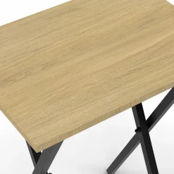 Lot de 2 tables d'appoint pliantes bois et métal