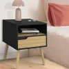 Lot de 2 tables de chevet scandinaves avec tiroir bois noir et effet hêtre