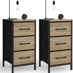 Lot de 2 tables de chevet 3 tiroirs