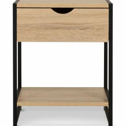 Lot de 2 tables de chevet bois et métal noir
