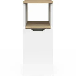 Lot de 2 tables de chevet bois et blanc 1 porte avec niche