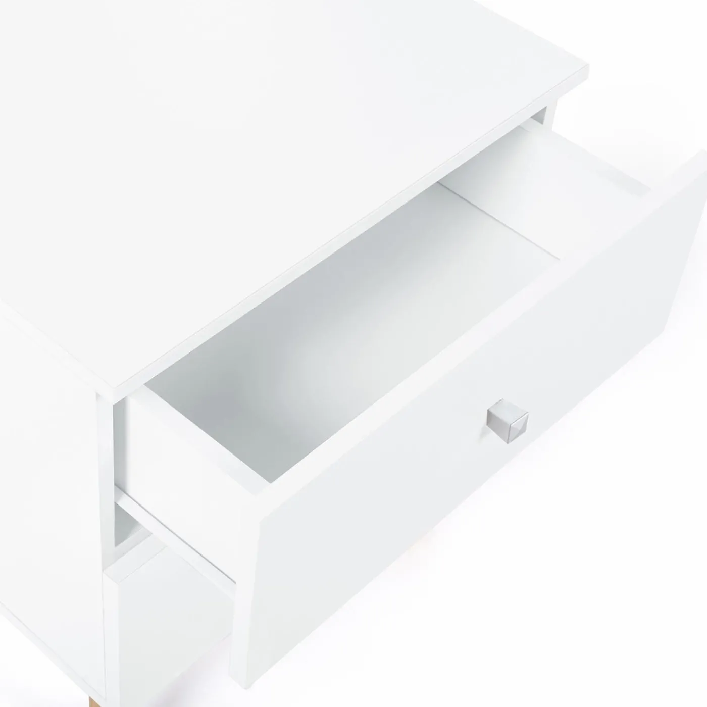 Lot de 2 tables de chevet scandinaves bois et blanc 2 tiroirs
