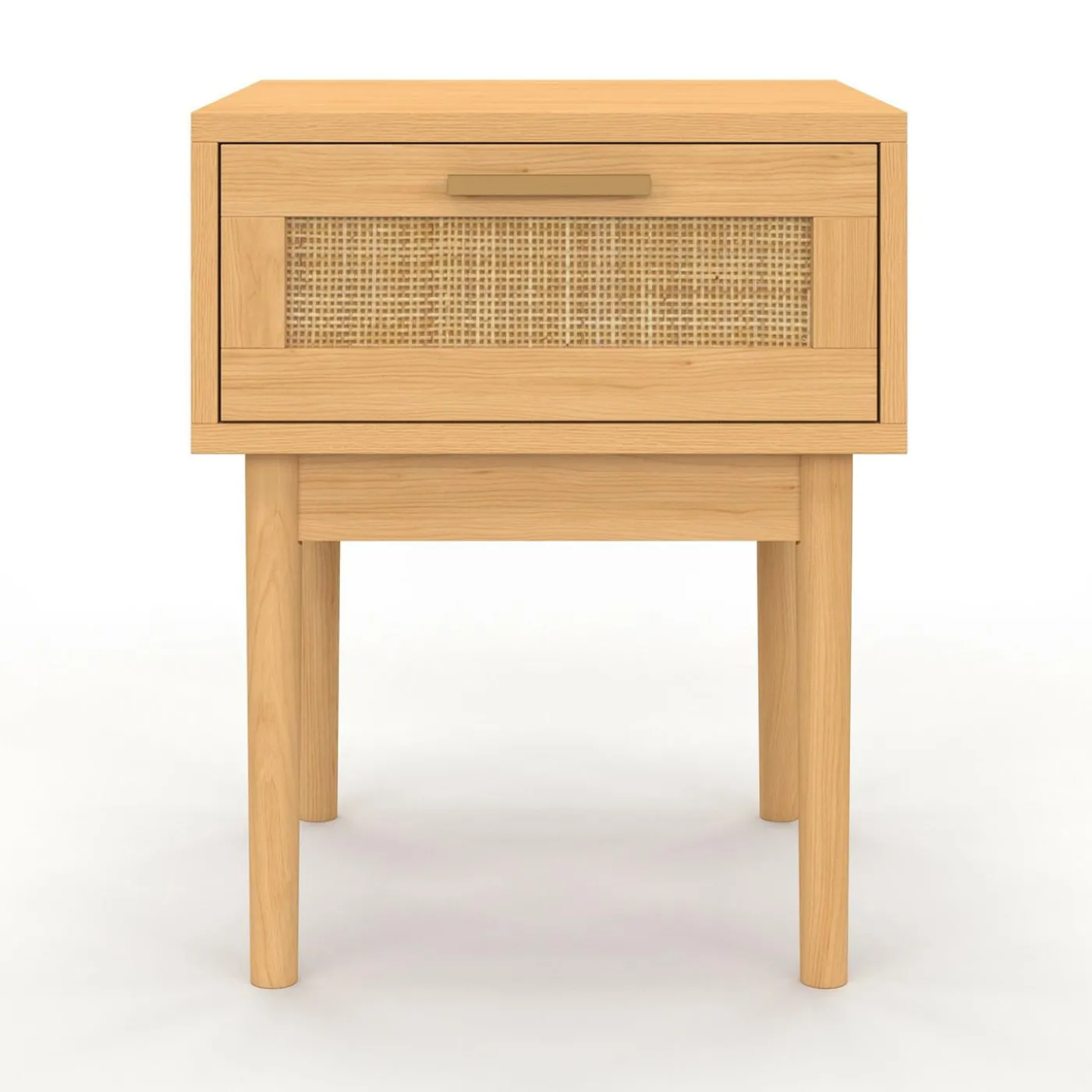 lot de 2 tables de chevet en bois cannage effet naturel avec 1 tiroir