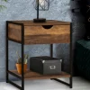 Lot de 2 tables de chevet métal et bois foncé