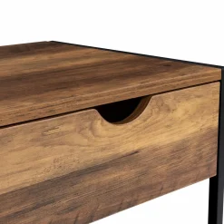 Lot de 2 tables de chevet métal et bois foncé