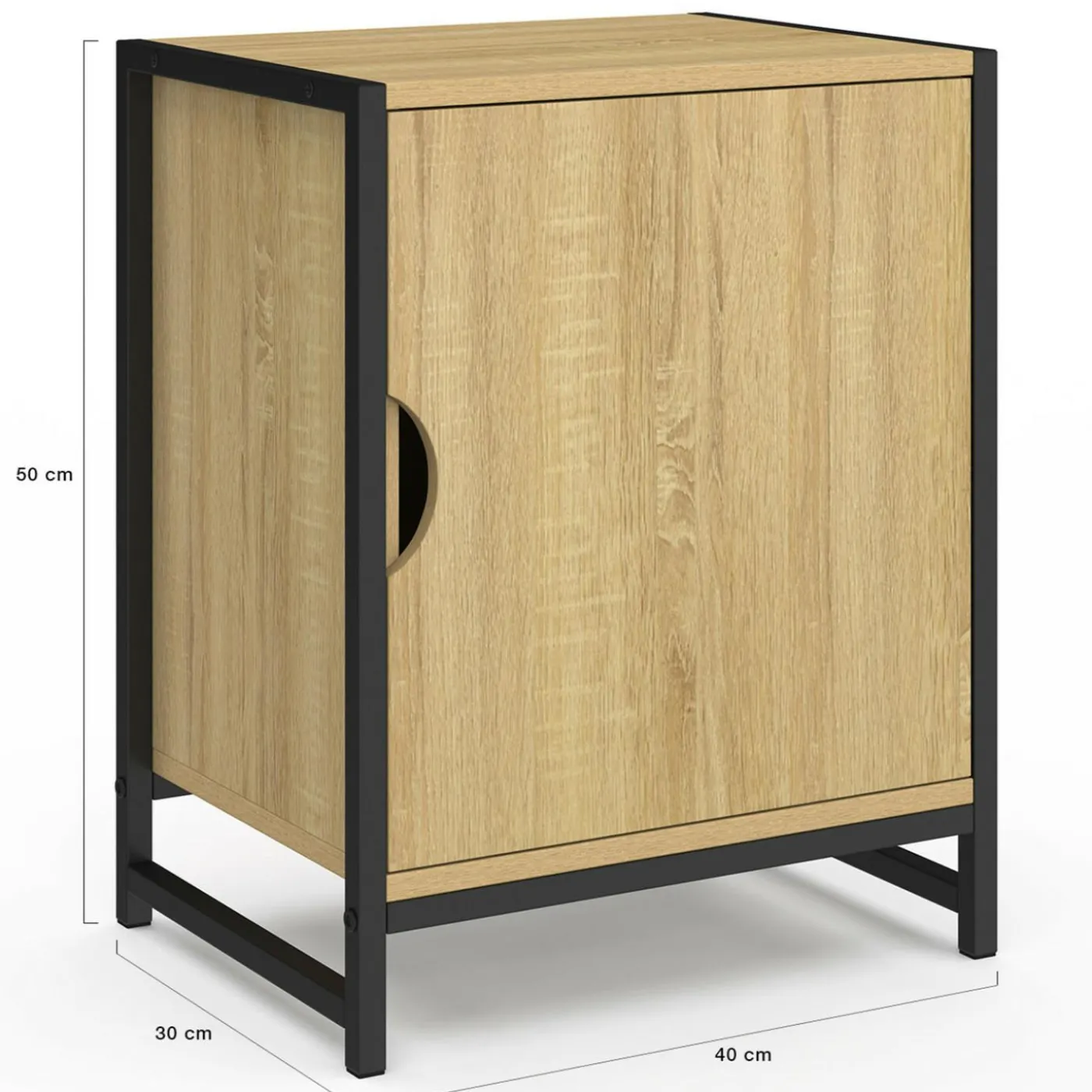 Lot de 2 tables de chevet 1 porte design industriel
