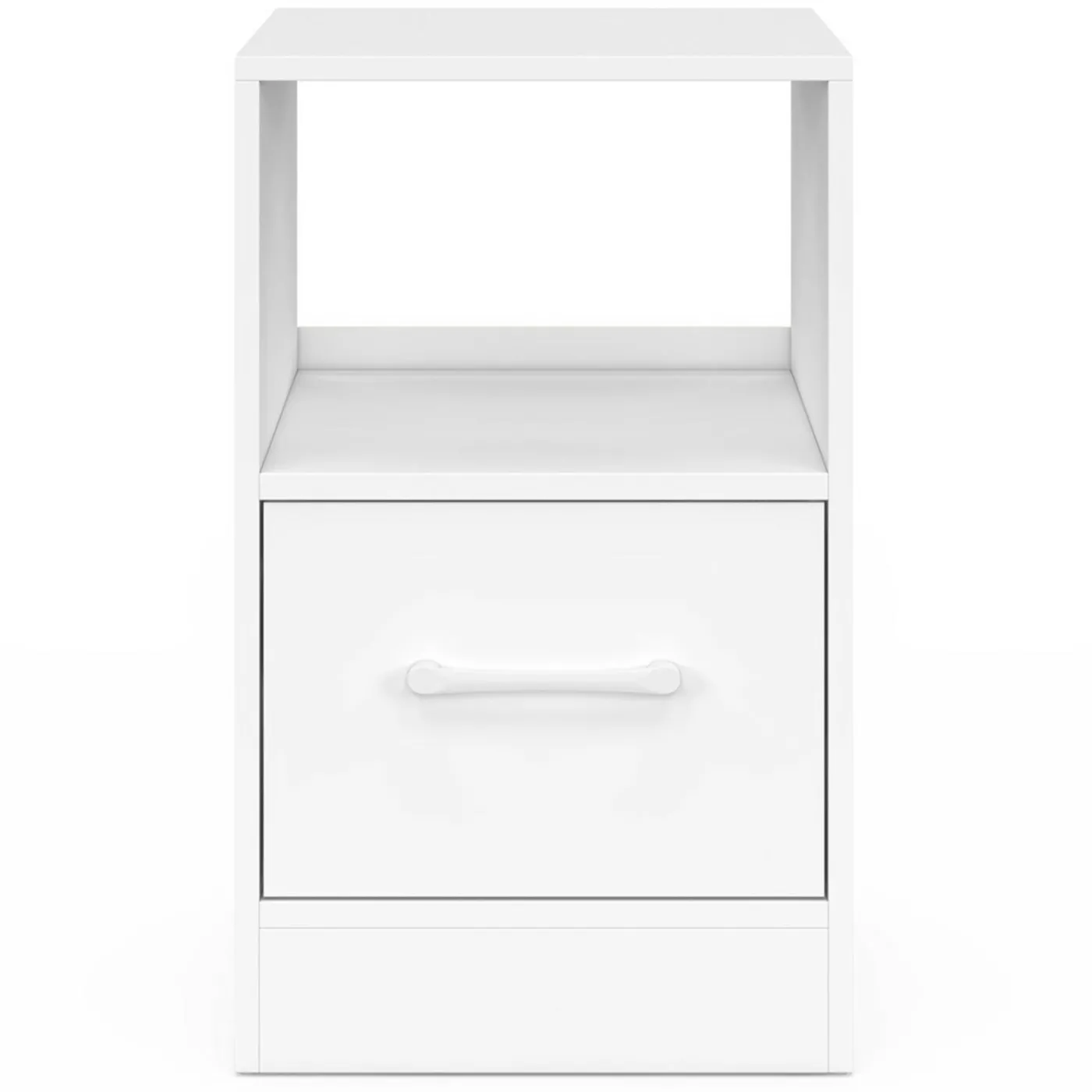 Lot de 2 tables de chevet 1 tiroir en tissu avec niche bois blanc