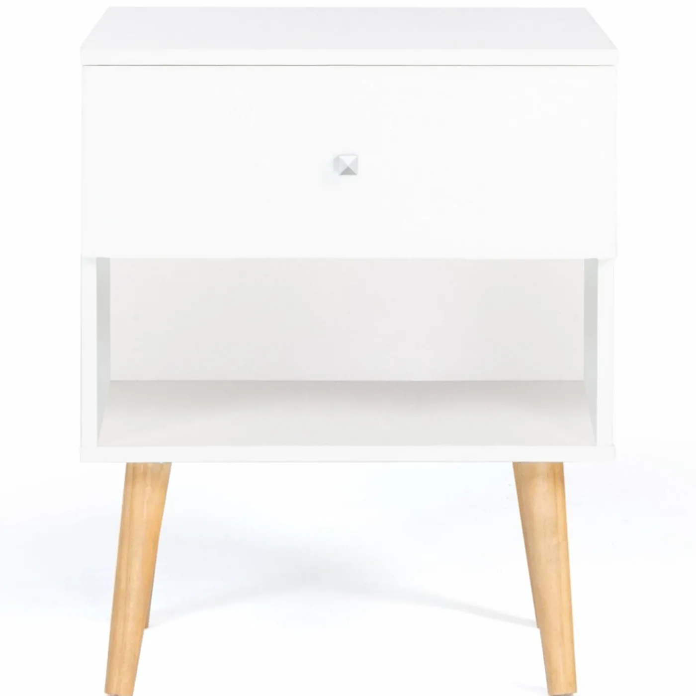 Lot de 2 tables de chevet scandinaves bois blanc 1 tiroir