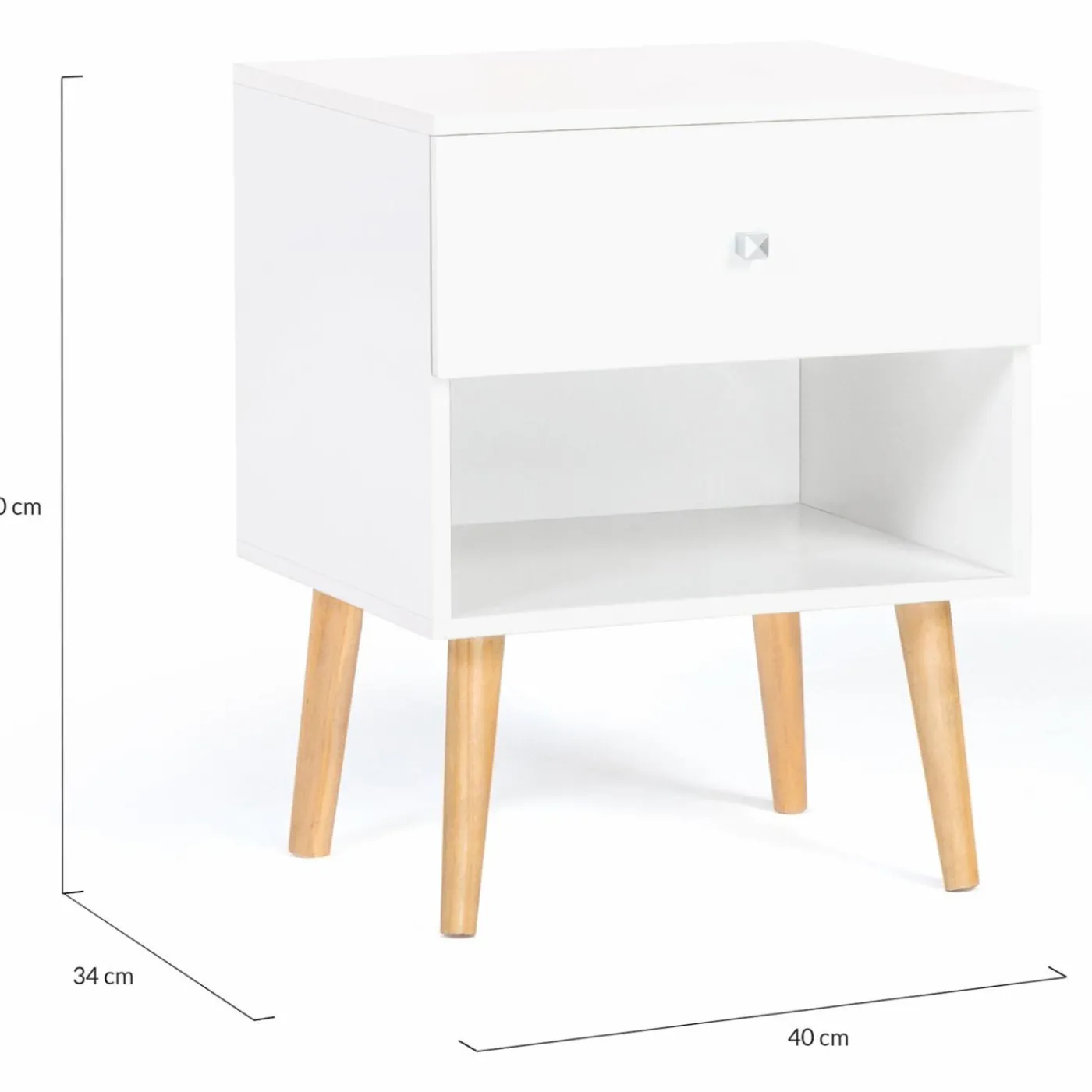 Lot de 2 tables de chevet scandinaves bois blanc 1 tiroir