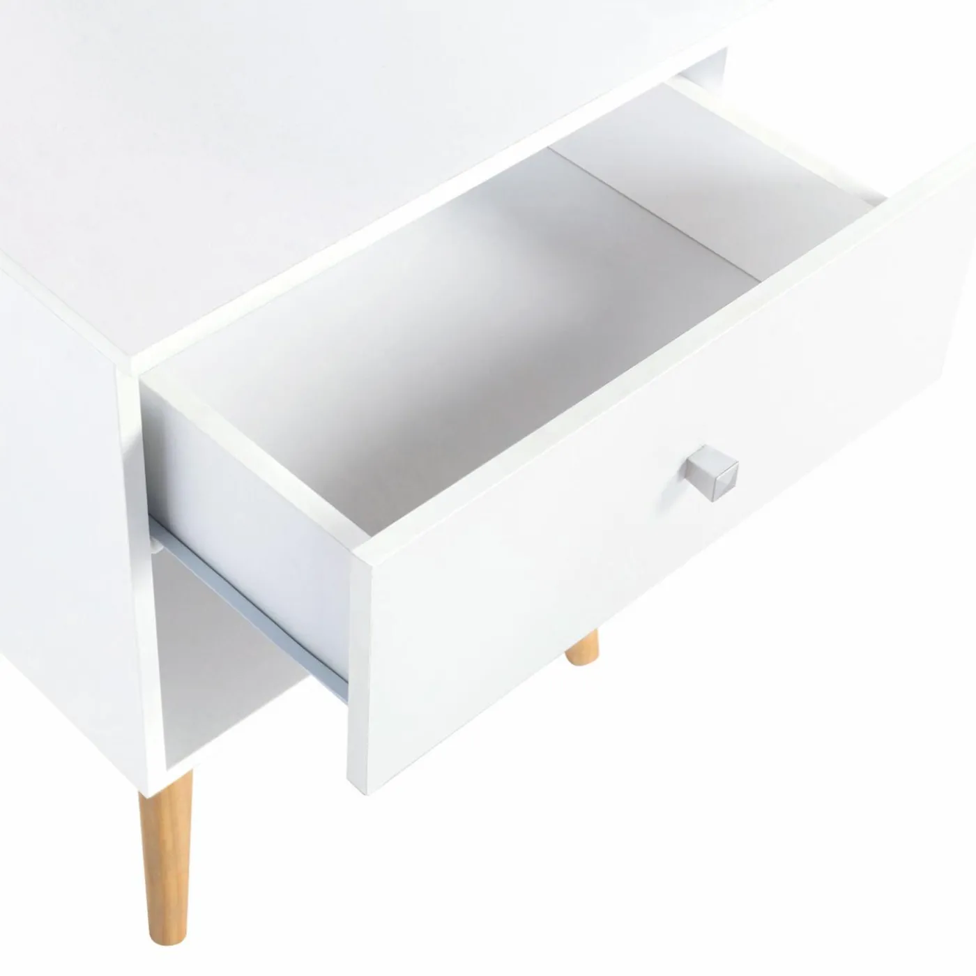 Lot de 2 tables de chevet scandinaves bois blanc 1 tiroir