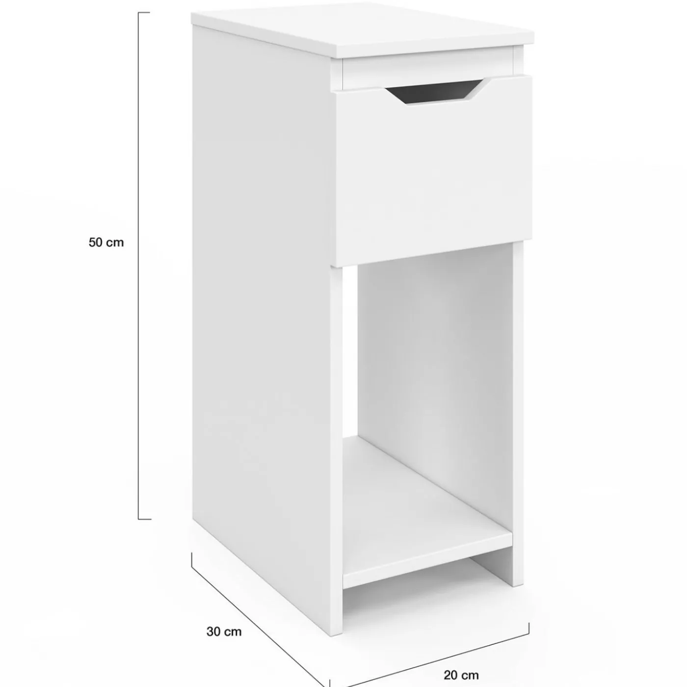Lot de 2 tables de chevet 1 tiroir avec niche blanc