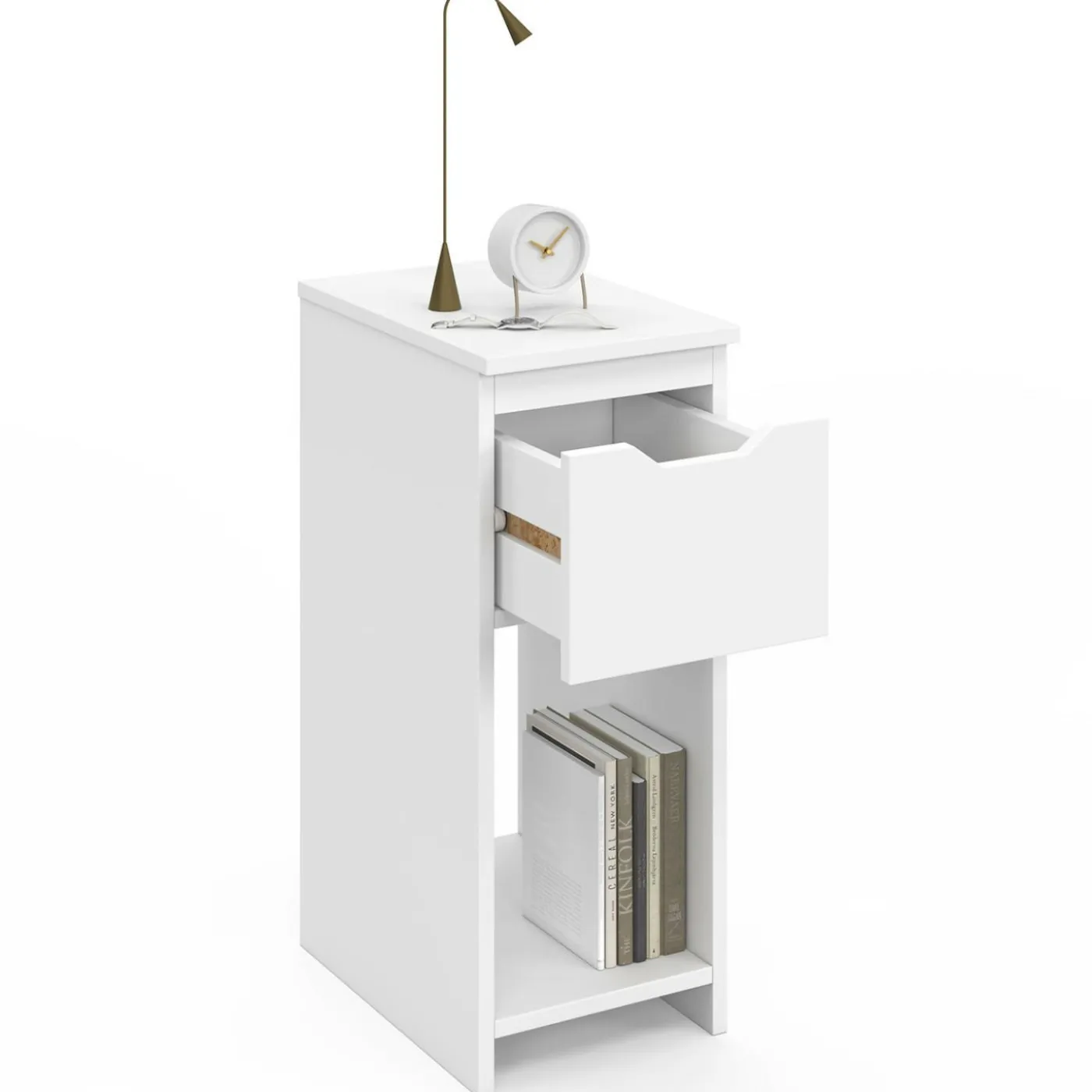Lot de 2 tables de chevet 1 tiroir avec niche blanc