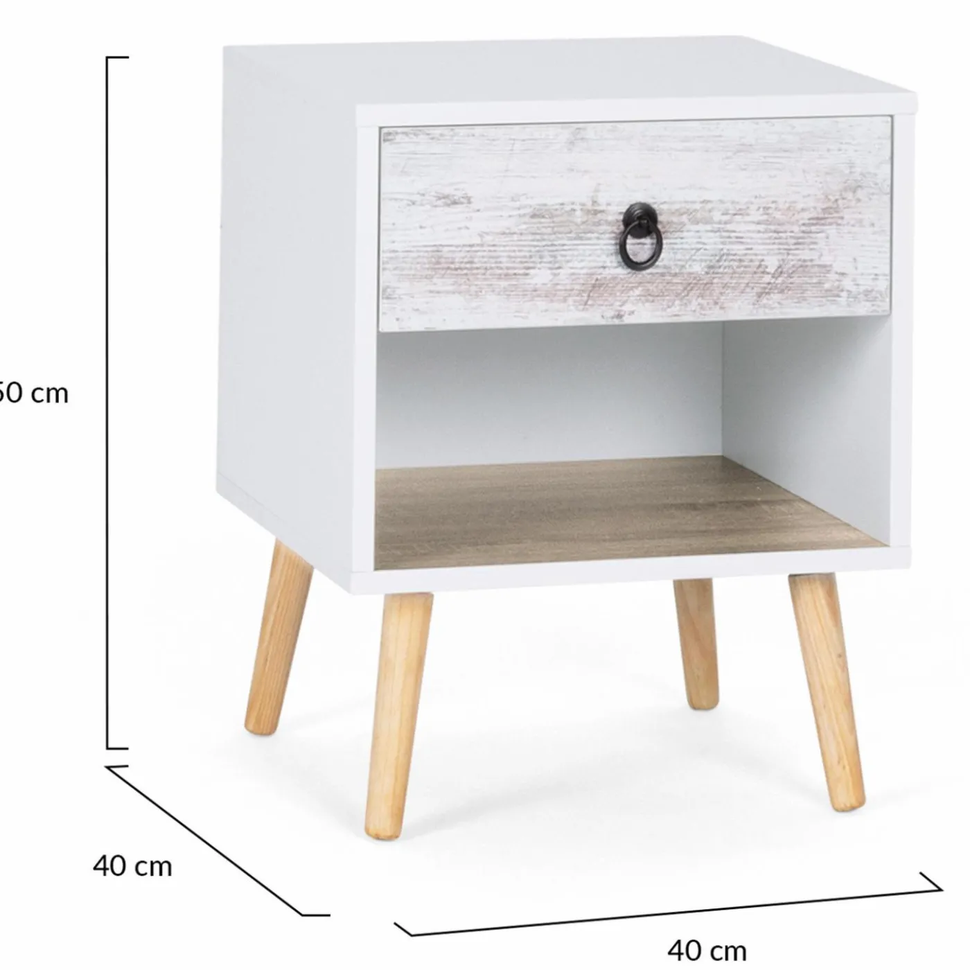 lot de 2 tables de chevet blanches effet vieilli 1 tiroir style scandinave