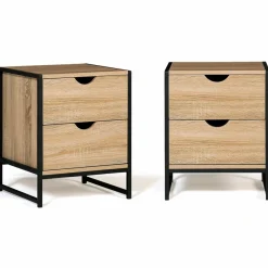 Lot de 2 tables de chevet industrielles 2 tiroirs
