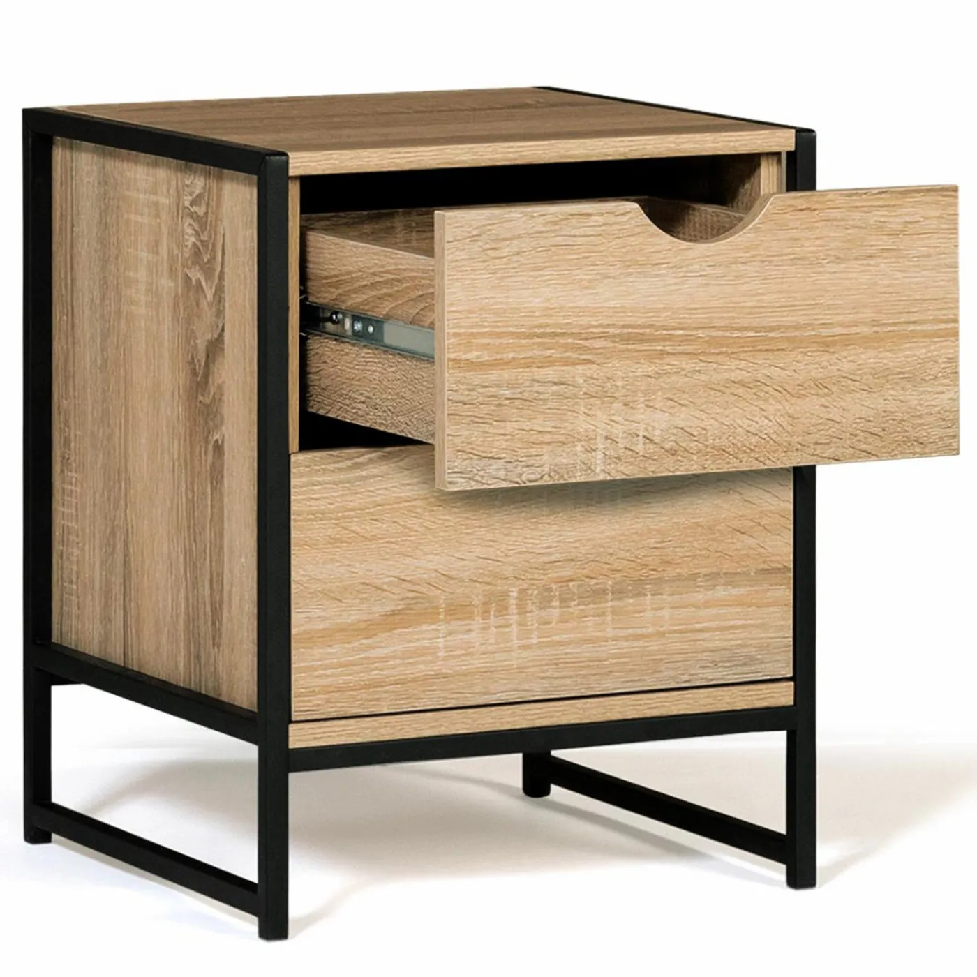 Lot de 2 tables de chevet industrielles 2 tiroirs