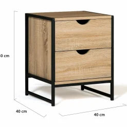 Lot de 2 tables de chevet industrielles 2 tiroirs