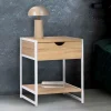 Lot de 2 tables de chevet métal blanc et bois