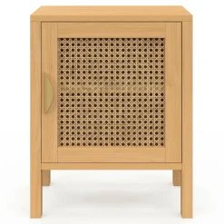 Lot de 2 tables de chevet 1 porte cannage et bois