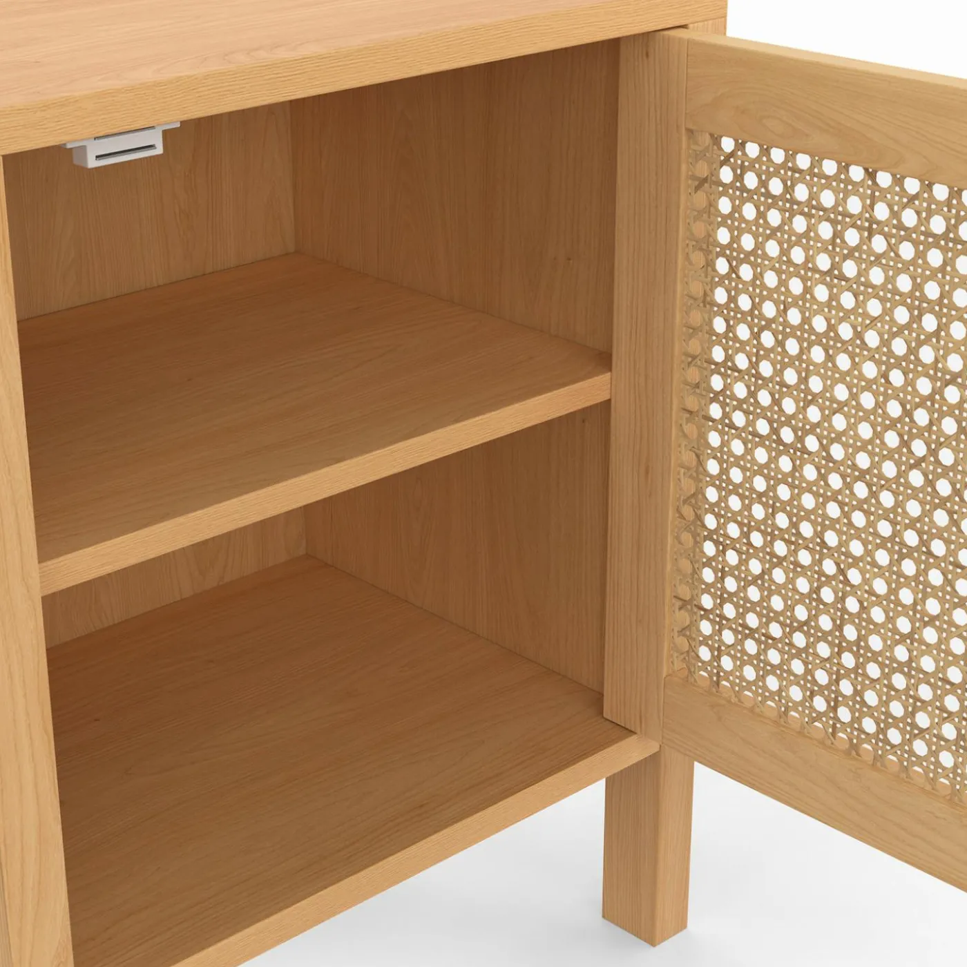 Lot de 2 tables de chevet 1 porte cannage et bois