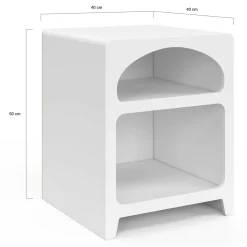 Lot de 2 tables de chevets style organiques bois blanc 2 niches
