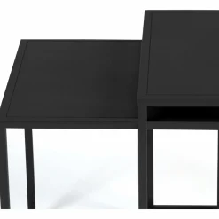 Lot de 2 tables gigognes métal noir carrées 40 cm et 45 cm