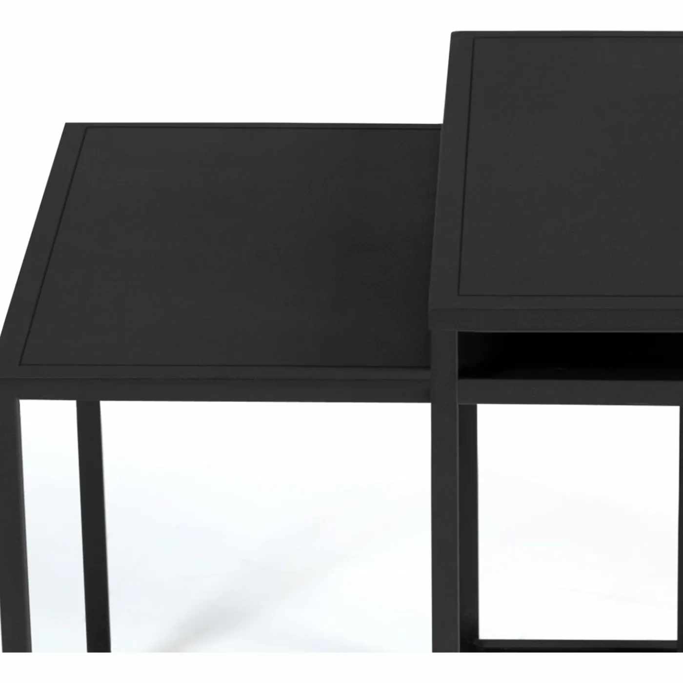 Lot de 2 tables gigognes métal noir carrées 40 cm et 45 cm