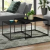 Lot de 2 tables gigognes métal noir carrées 60 cm et 70 cm