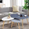 Lot de 3 tables gigognes scandinaves laquées blanche, gris clair et gris foncé