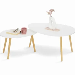 Lot de 2 tables gigognes scandinaves laquées blanc