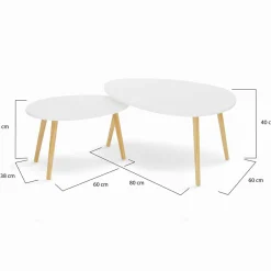 Lot de 2 tables gigognes scandinaves laquées blanc