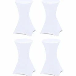 Lot de 4 tables hautes pliantes d’extérieur + housses blanches