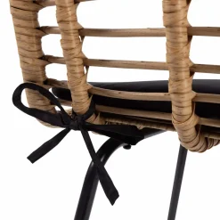Lot de 2 tabourets de bar effet rotin pied métal noir