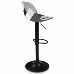 Lot de 2 tabourets de bar noirs réglables patchworks noirs, gris et blancs