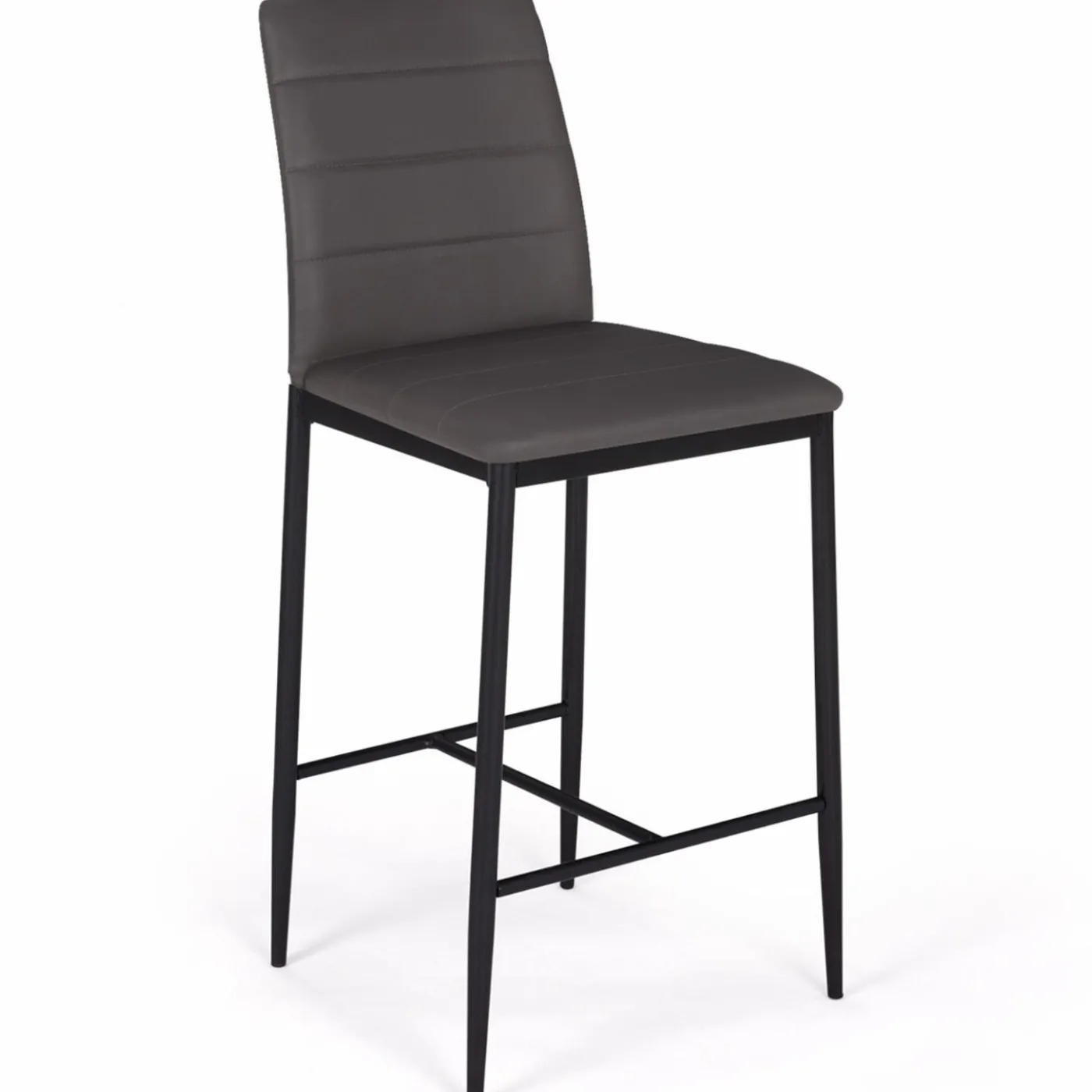 Lot de 4 tabourets de bar en PVC gris rembourrés