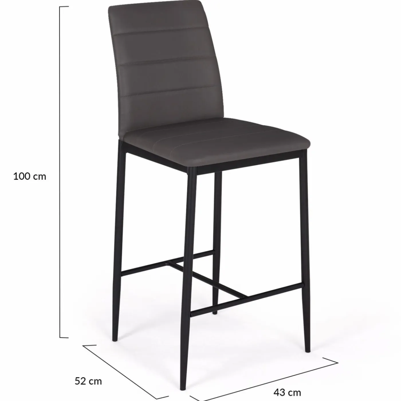 Lot de 4 tabourets de bar en PVC gris rembourrés